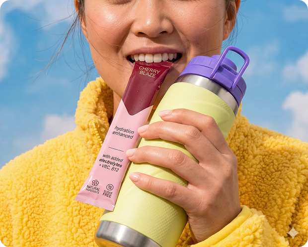 Person holding hydration stick